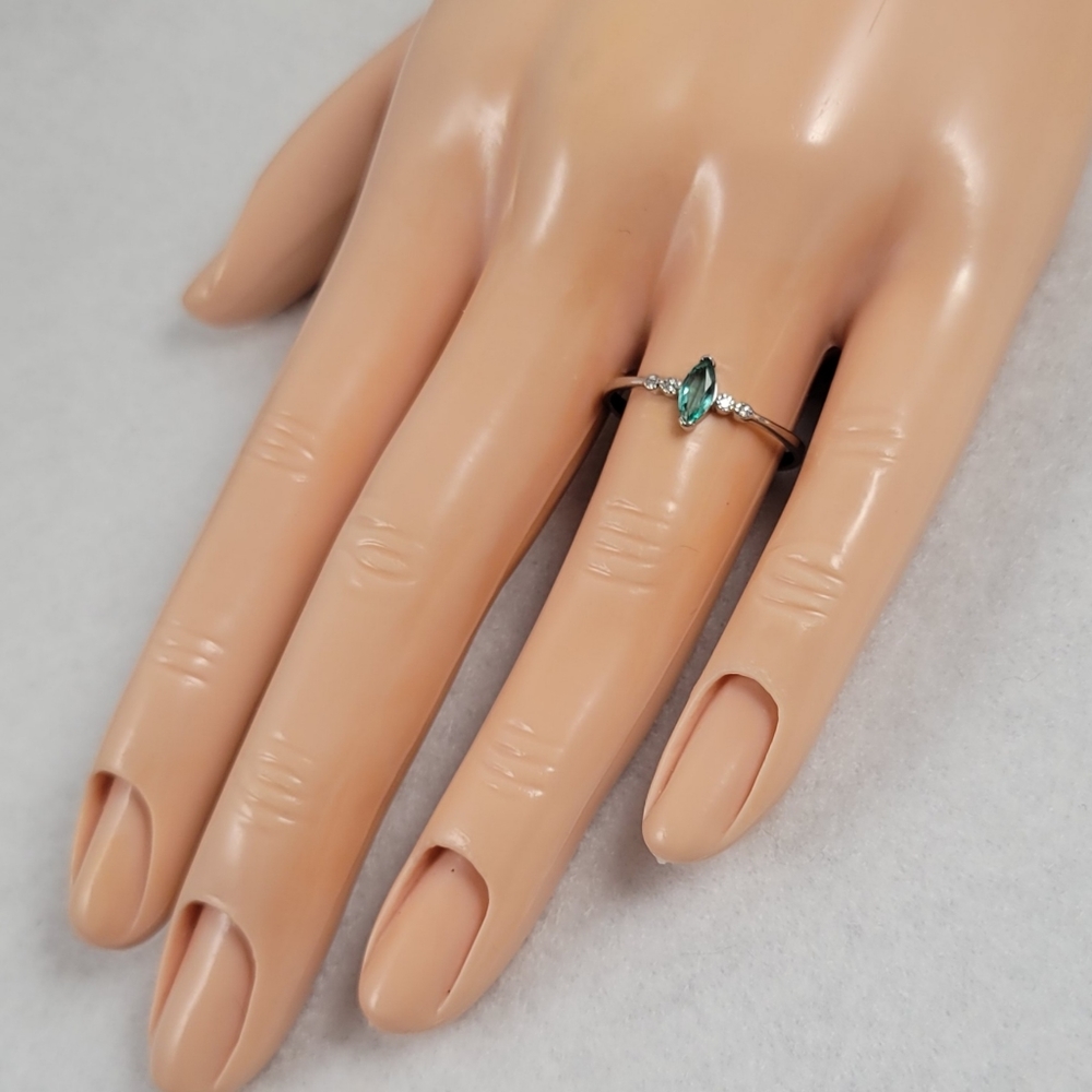 Sterling Natural 0.3ct Marquise Emerald Ring - Picture 10 of 10
